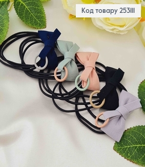 Резинка тройная, с бантиком и кольцом, цвета в ассорт. 253111 фото