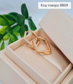 Серьги кольца "Фигурные-Ромбы", ширина 3мм, длина 1,8см, Xuping 18К. 118619 фото