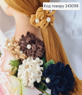 Резинка мохната з бусинками в асорт., 8см 243098 фото