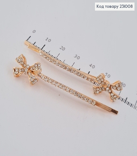 Заколка невидимка металл Бантик 6 см 2 шт / уп. цена за уп. 231008 фото 2