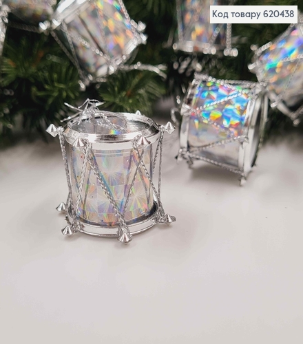 Барабан декоративный СЕРЕБРЯНОГО цвета, 2*2см 620438 фото 1