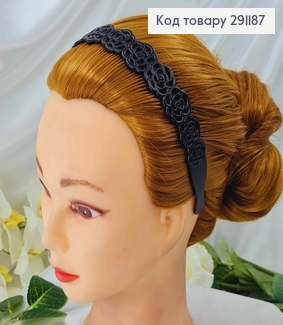 Обруч пластик черный, с резьбой розами, матовые/глянцевые в ассорт. 291187 фото