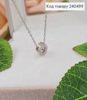 Цепочка, серебряного цвета, с подвеской Римские часы с камнем, 40+5см, сталь Stainless Steel 240499 фото