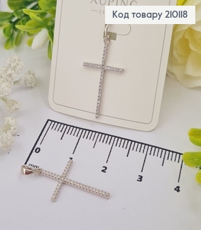 Крестик родированый в камнях, 2,5*1,5см, Xuping 210118 фото