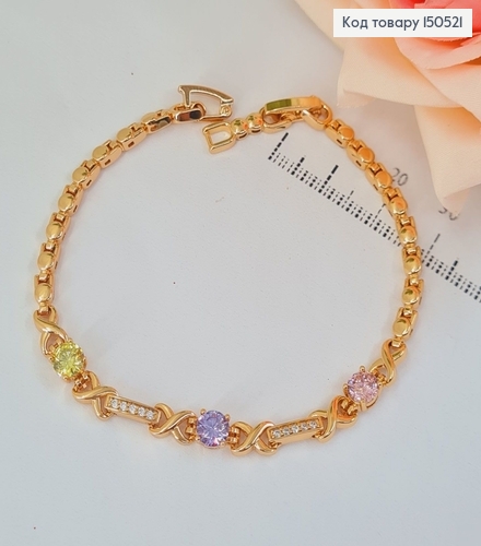 Браслет 17+2см с разноцветными камнями Xuping 18К 150521 фото 1