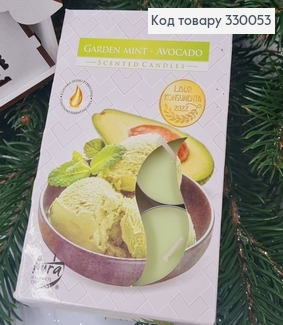 Аромасвічка таблетка BISPOL М"ята-Авокадо, 6 шт/4 годин, 15-353 330053 фото