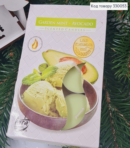 Аромасвечка таблетка  BISPOL Мьята-Авокадо, 6 шт/4 годин, 15-353 330053 фото 1