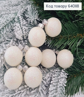 Набор шаров 40мм Блеск БЕЛЫЙ 8шт/уп, Украина 640118 фото