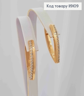 Серьги Стрелы украшены Блестящими камешками в один ряд, 2,5см, английская застежка, XUPING 18K 119109 фото