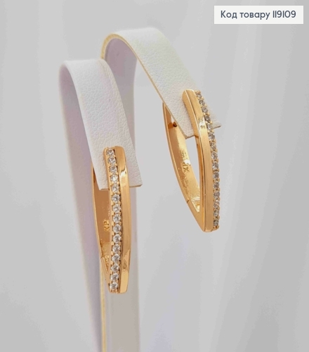 Серьги Стрелы украшены Блестящими камешками в один ряд, 2,5см, английская застежка, XUPING 18K 119109 фото 1