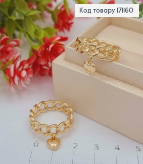 Перстень "Ланцюжок" з підвісним Серцем, Xuping 18К 171160 фото