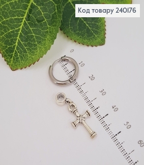 Серга кольцо 1.7см с крестиком 2см Stainless Still 240176 фото