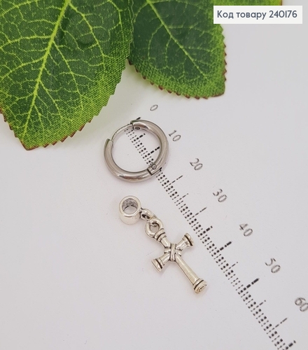 Серга кольцо 1.7см с крестиком 2см Stainless Still 240176 фото 1