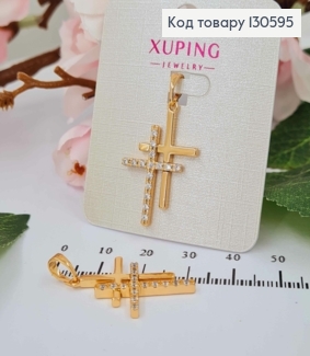 Хрестик подвійний з камінцями, 2*1,5см Xuping 18K 130595 фото