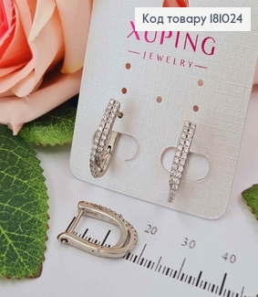 Сережки родовані, подвійна дуга в камінцях, 1.8см., англ. заст. Xuping 18K 181024 фото