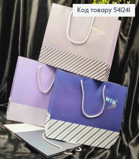 Пакет бумажный Однотонный с надписью, 26*32*10см, в ассортименте 541241 фото