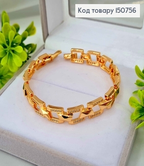 Браслет, плетение Асимметричными пластинками, в камнях, шир. 1см, дл. 18см, Xuping18K 150756 фото