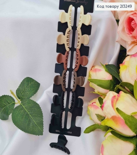 Краб пластик (3см) матовый ДУГА тоненькая, в ассорт. (пастельные коричневые оттенки) 213249 фото 1