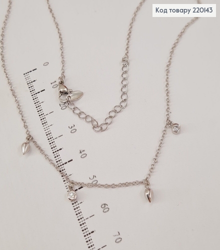 Підвіска з камінцями 40+5см  родіроване    Xuping  220143 фото 1