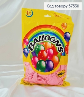 Воздушные шары латексные 12'' Tongxuan Розовые Перламутровые (30см), 100шт/уп 575311 фото