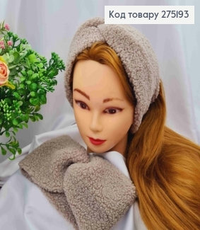 Повязка чалма, Каракуль ПУДРОВОГО цвета, 22*12см, Украина. 275193 фото