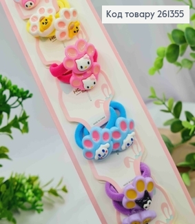 Набор резинок (20шт), ЛАПКИ с Животными, Яркие цвета, резинка 3,5см, фигурки 2,5*2,5см 261355 фото