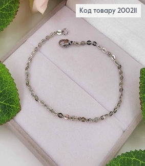 Браслет родований, плетіння круглими пластинками, довжина 19см 200211 фото