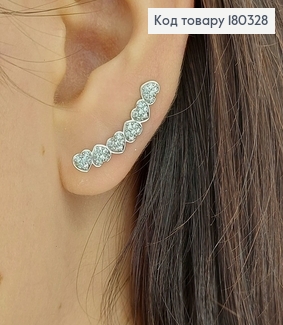 Серьги кафы Сердечка родироване медзолото Xuping 180328 фото