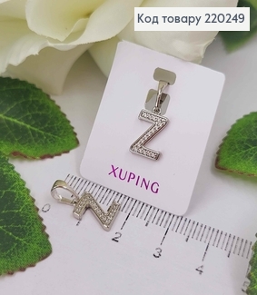 Кулон родований, Буква "Z" в камінцях, 1см, Xuping  220249 фото