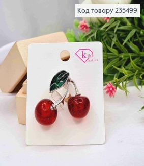 Брошка метал, "Вишеньки-Черешеньки", 4*4см, Срібного кольору 235499 фото