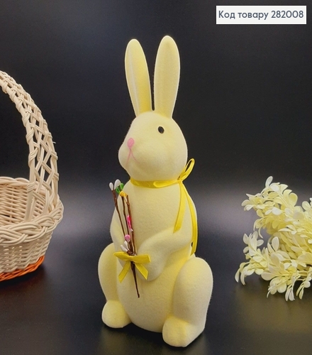 Заяц бархат желтый с ивой 13х29 см 282008 фото 1