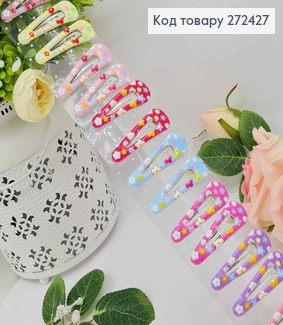 Набір дитячих заколок тік-так, З кольоровими квіточками, 20шт/уп. 272427 фото