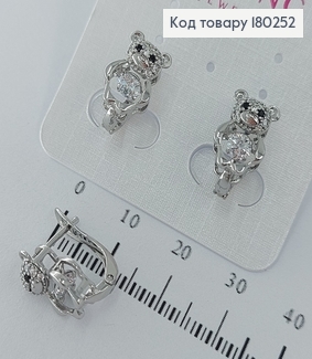 Серьги ведмежонки с цыркончиком родированые медзолото Xuping  180252 фото