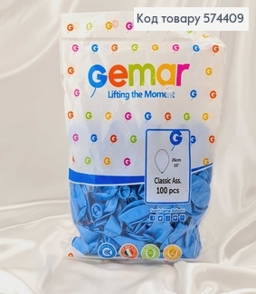 Воздушный шар латексный 10' Gemar Голубой Перламутровый (26см), 100шт/уп 574409 фото