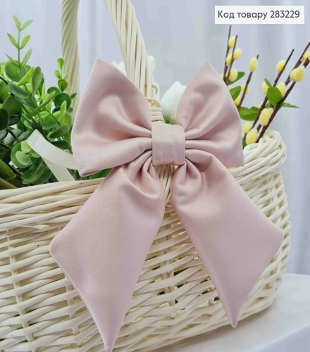Повязка для корзины Бантик, Пудрово цвета на завязках, плотный атлас,13*17см, ручная работа,Украина 283229 фото 1