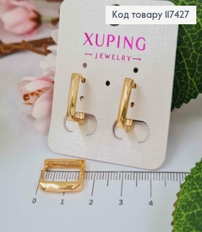 Серьги Квадратные граненные, длина 1,5см, XUPING 18K 117427 фото
