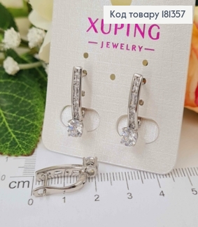 Сережки родовані, пластинка з круглим камінцем, 2см, англ.заст. Xuping  181357 фото