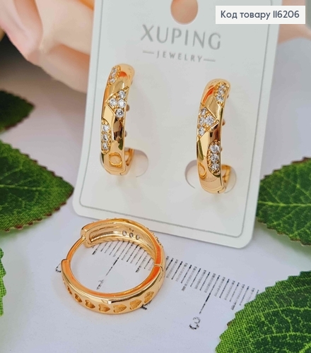 Серьги кольца, со вставками из камней диаметром 2см, Xuping 18K 116206 фото 1