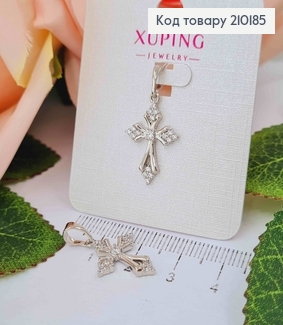 Крестик родованный, с острыми уголками из камней, 2*1,5см, Xuping 210185 фото