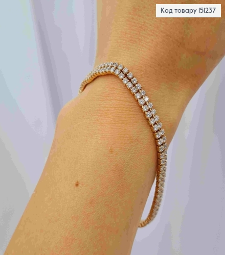 Браслет прикрашений Блискучими камінцями в два ряди, довжина 17+2см, Xuping 18K 151237 фото 2