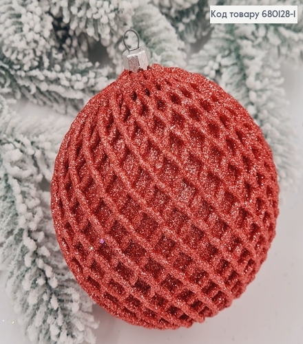 Іграшка куля 80мм Ажур ЧЕРВОНА, Україна 680128-1 фото 1