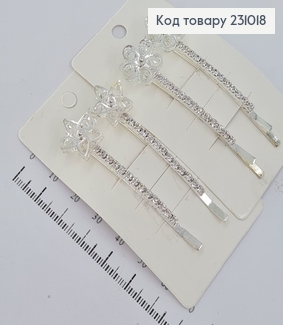 Заколка невидимка металл 6,5см Серебряная цветочек 2 шт / уп цена за уп. 231018 фото