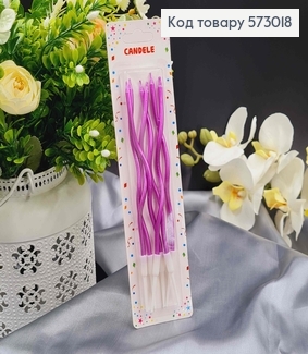 Свечи для торта, винтовые, Розовые(металлик), 6шт/уп. 12+4см 573018 фото