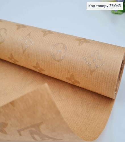 Папір крафт з блискучим принтом "LV", рулон 70см*8м 371045 фото 2