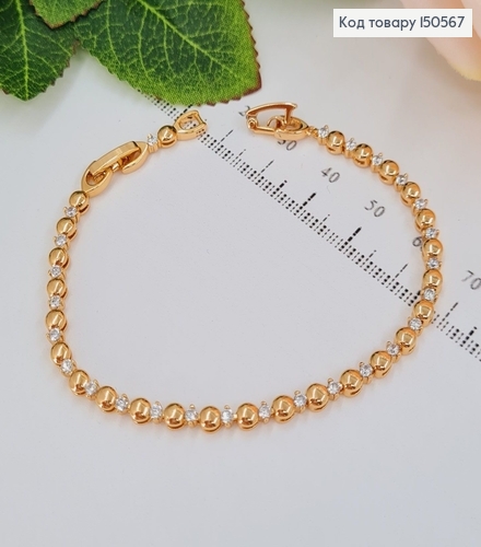 Браслет Змм  в камнях, длина  16,5+2см, Xuping 18K 150567 фото 1