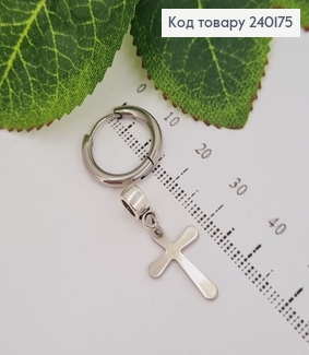 Серга кольцо 1.5см с крестиком 1.7 см Stainless Still 240175 фото