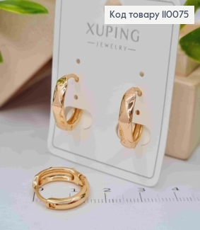Сережки кільця "Граненні", діаметр 1,6см, Xuping 18K 110075 фото