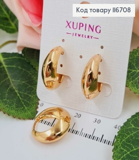 Серьги кольца, дутые и зауженные вверх, диаметр. 2см, Xuping 18K 116708 фото