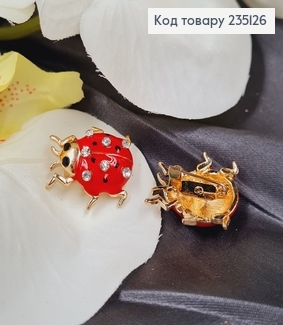 Брошка Божья Коровка с лапками и камнями, 2*2см 235126 фото