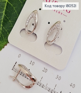 серьги родированые овальные 1,8*1см с камнями Xuping  180521 фото